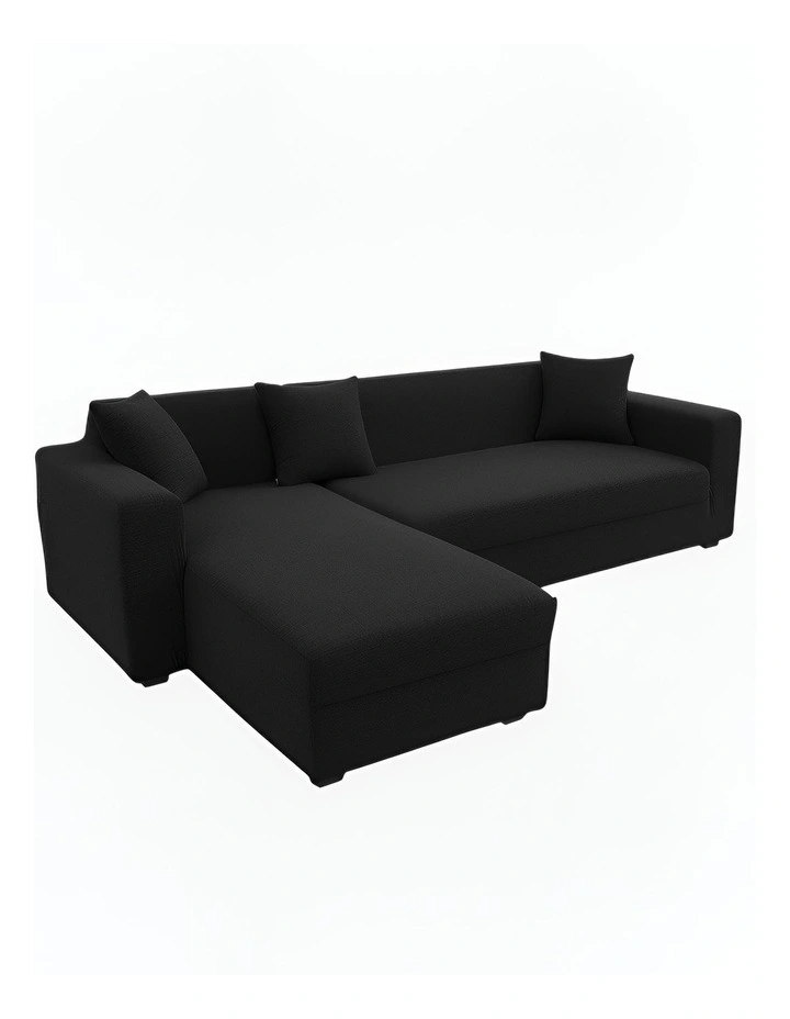 4 Seater Sofa Cover Plain in Black image 1