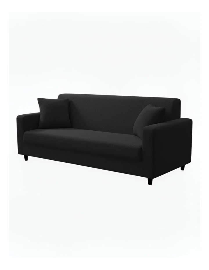 3 Seater Sofa Cover Plain in Black image 1