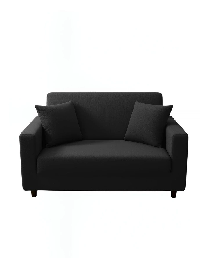 2 Seater Sofa Cover Plain in Black image 1