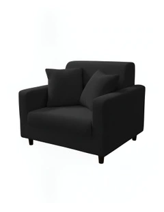 1 Seater Sofa Cover Plain in Black