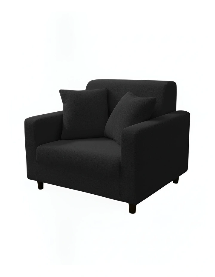 1 Seater Sofa Cover Plain in Black image 1