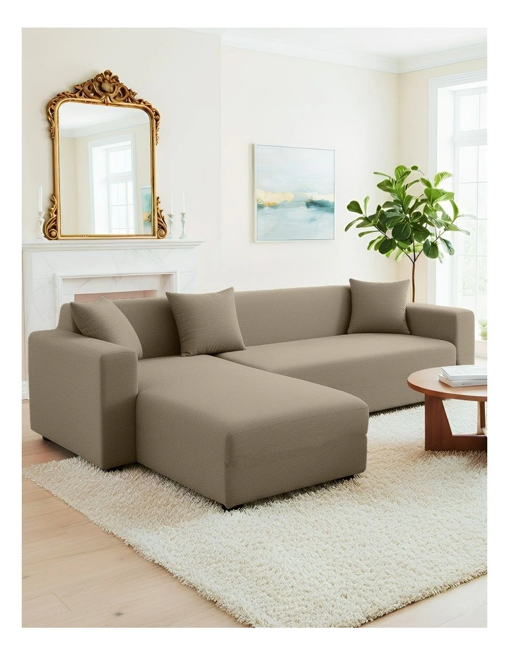 4 Seater Sofa Cover Plain in Beige image 2