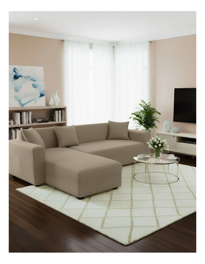 4 Seater Sofa Cover Plain in Beige image 3