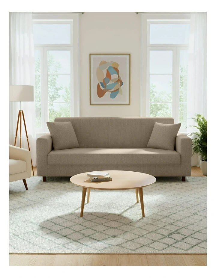 3 Seater Sofa Cover Plain in Beige image 2