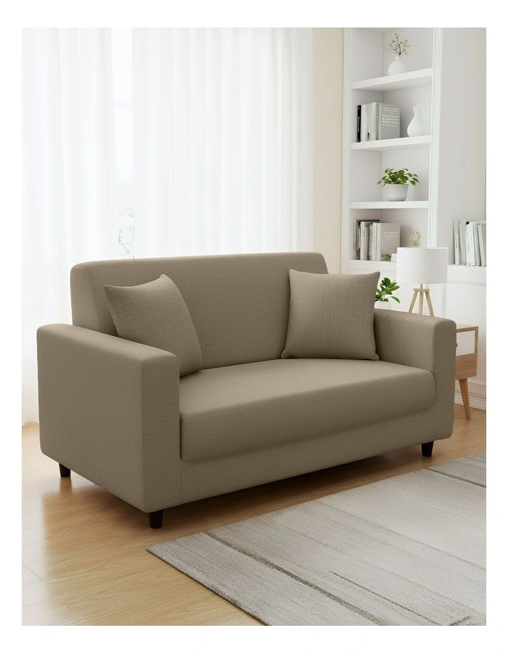 2 Seater Sofa Cover Plain in Beige image 2