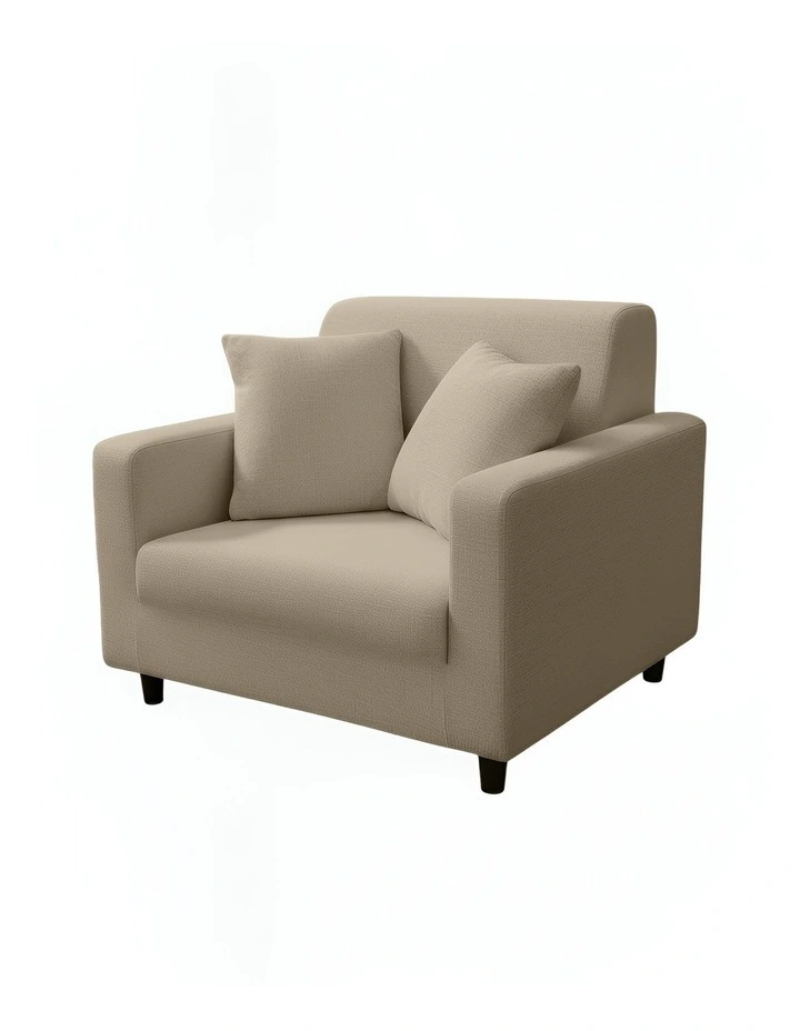 1 Seater Sofa Cover Plain in Beige image 1