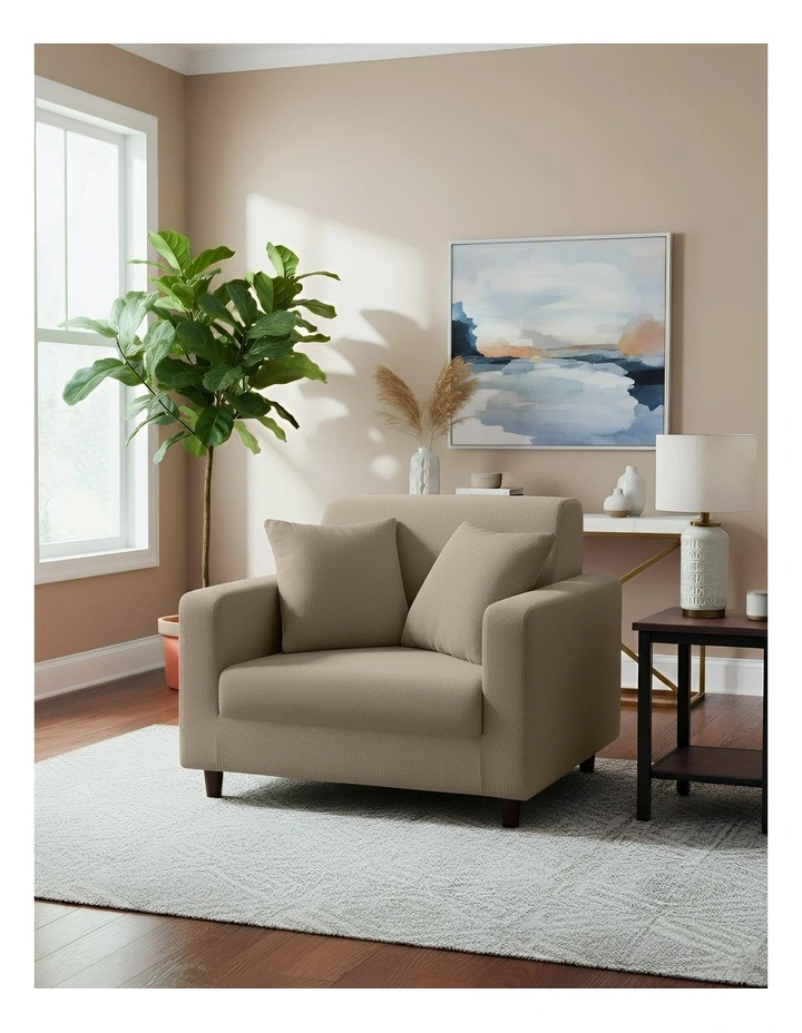 1 Seater Sofa Cover Plain in Beige image 2