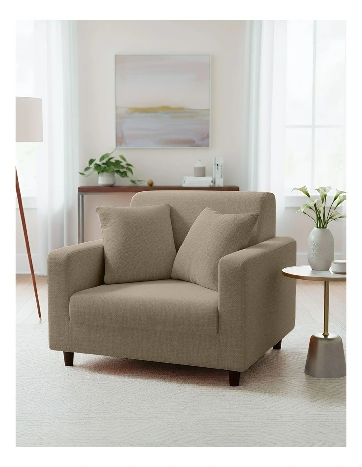 1 Seater Sofa Cover Plain in Beige image 3