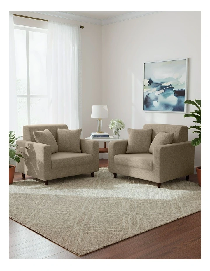 1 Seater Sofa Cover Plain in Beige image 4