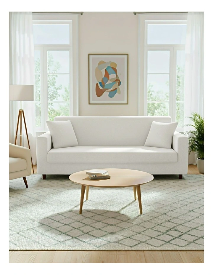3 Seater Sofa Cover Plain in White image 2