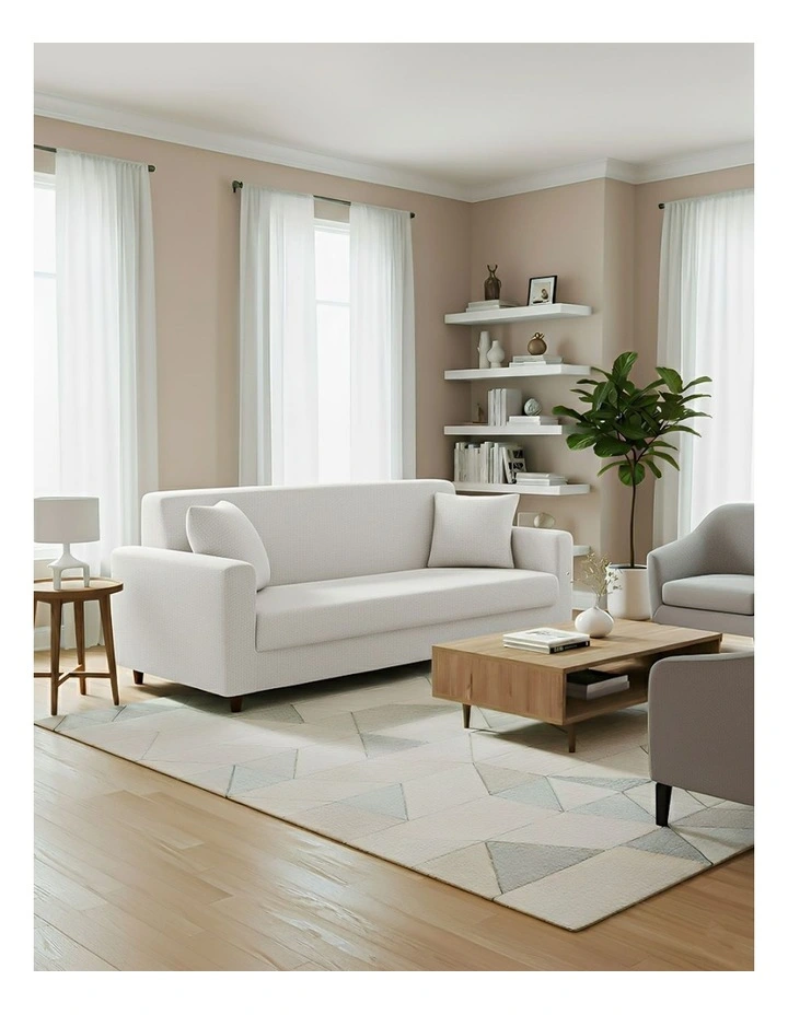 3 Seater Sofa Cover Plain in White image 3