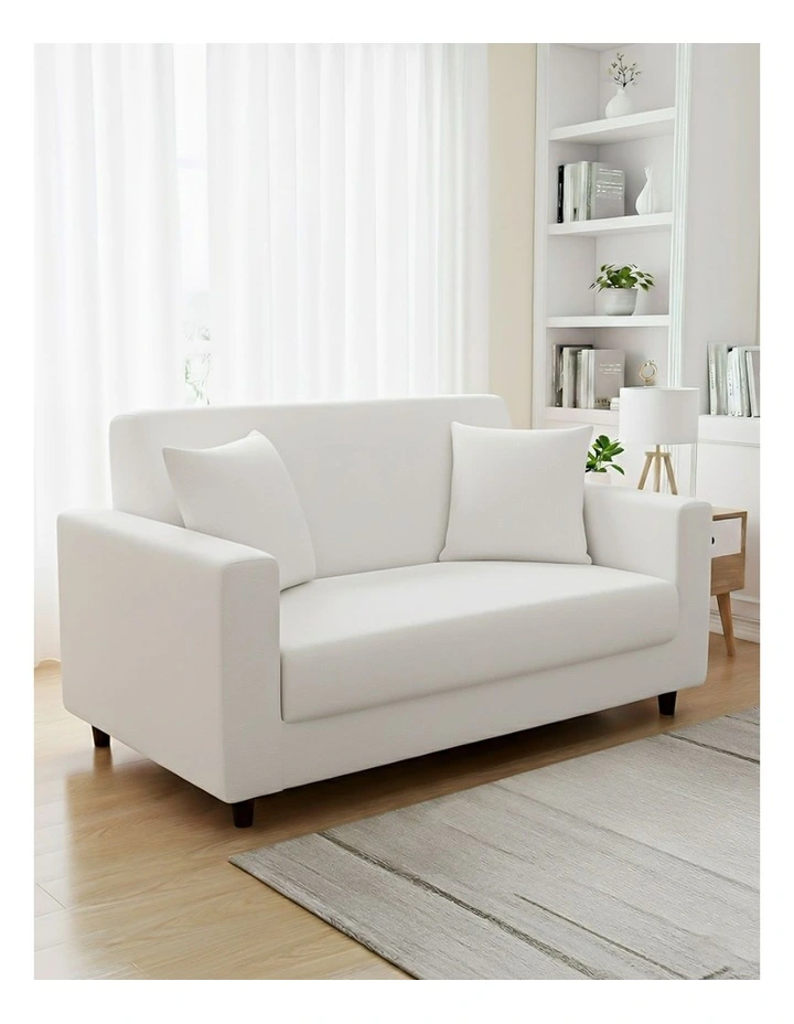 2 Seater Sofa Cover Plain in White image 2