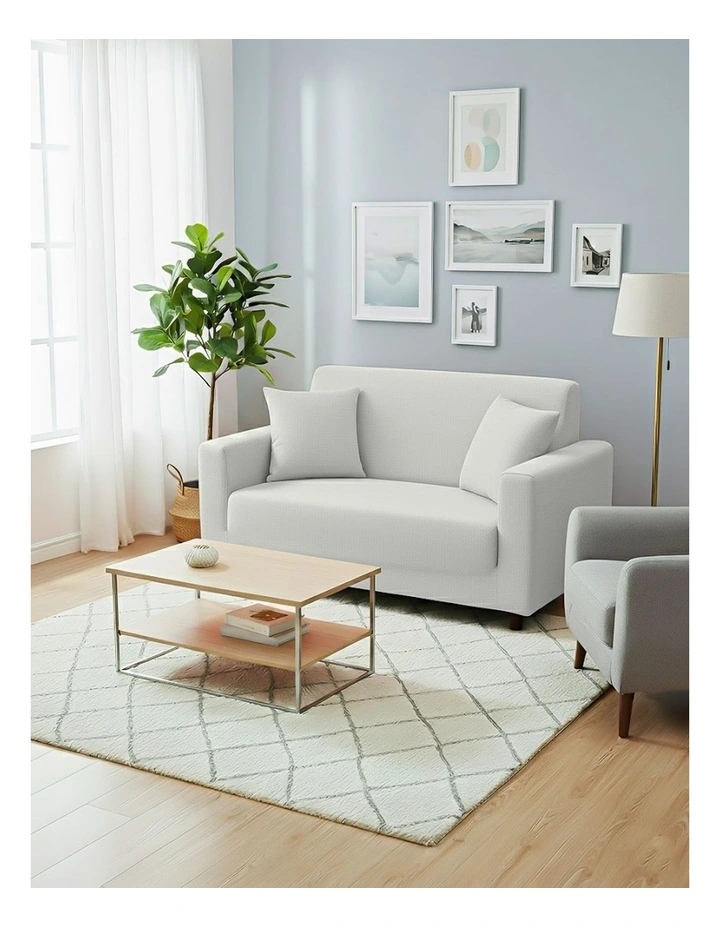 2 Seater Sofa Cover Plain in White image 4