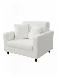 1 Seater Sofa Cover Plain in White