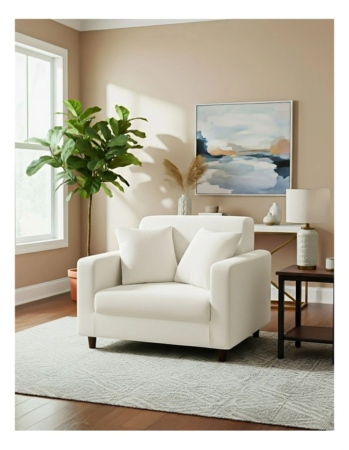 1 Seater Sofa Cover Plain in White image 2