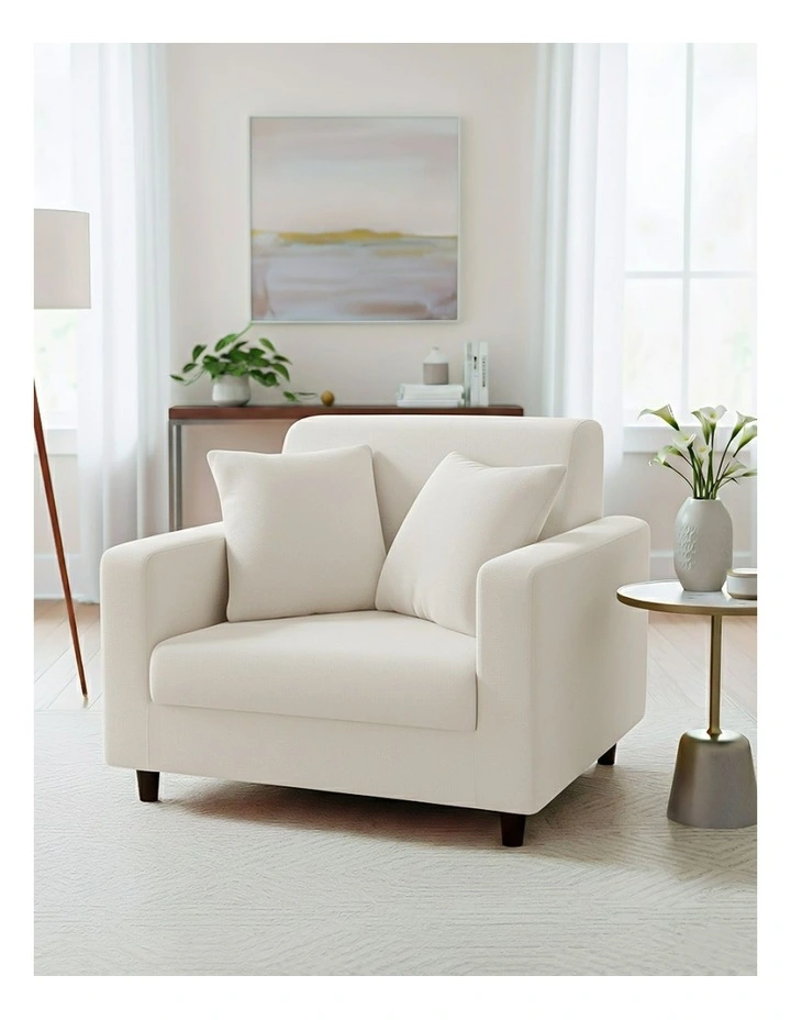 1 Seater Sofa Cover Plain in White image 3