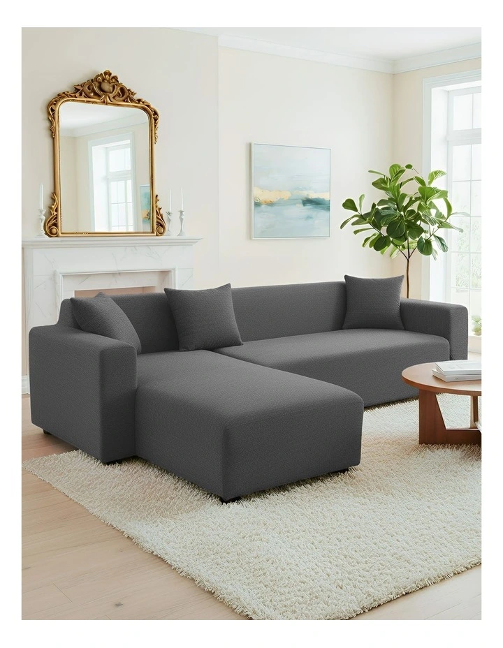 4 Seater Sofa Cover Plain in Grey image 2