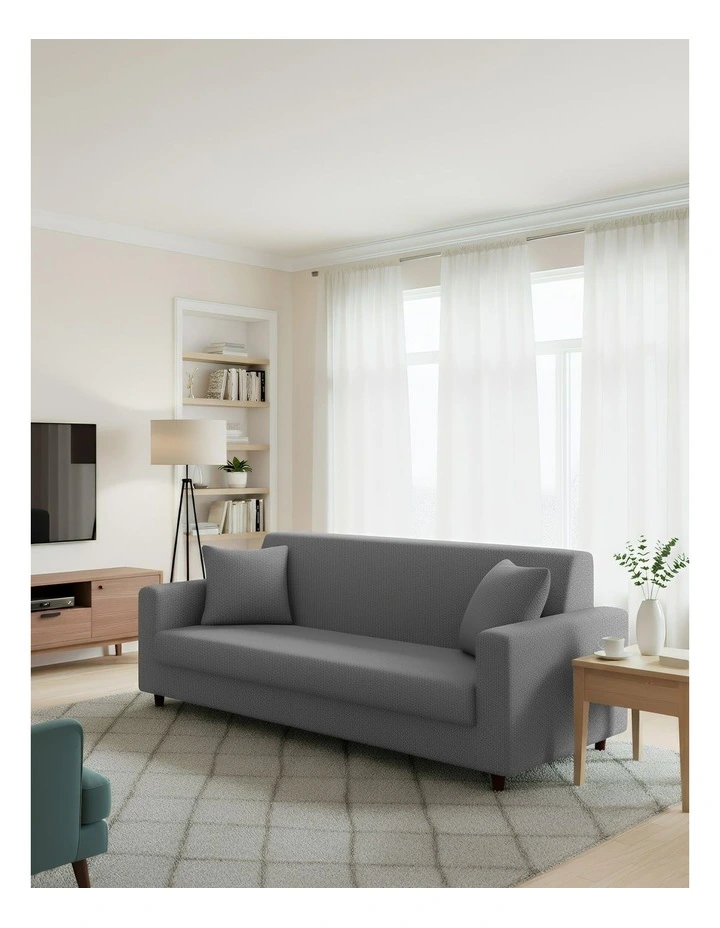 3 Seater Sofa Cover Plain in Grey image 4
