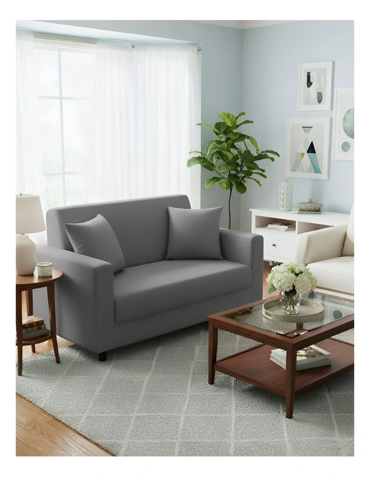 2 Seater Sofa Cover Plain in Grey image 3