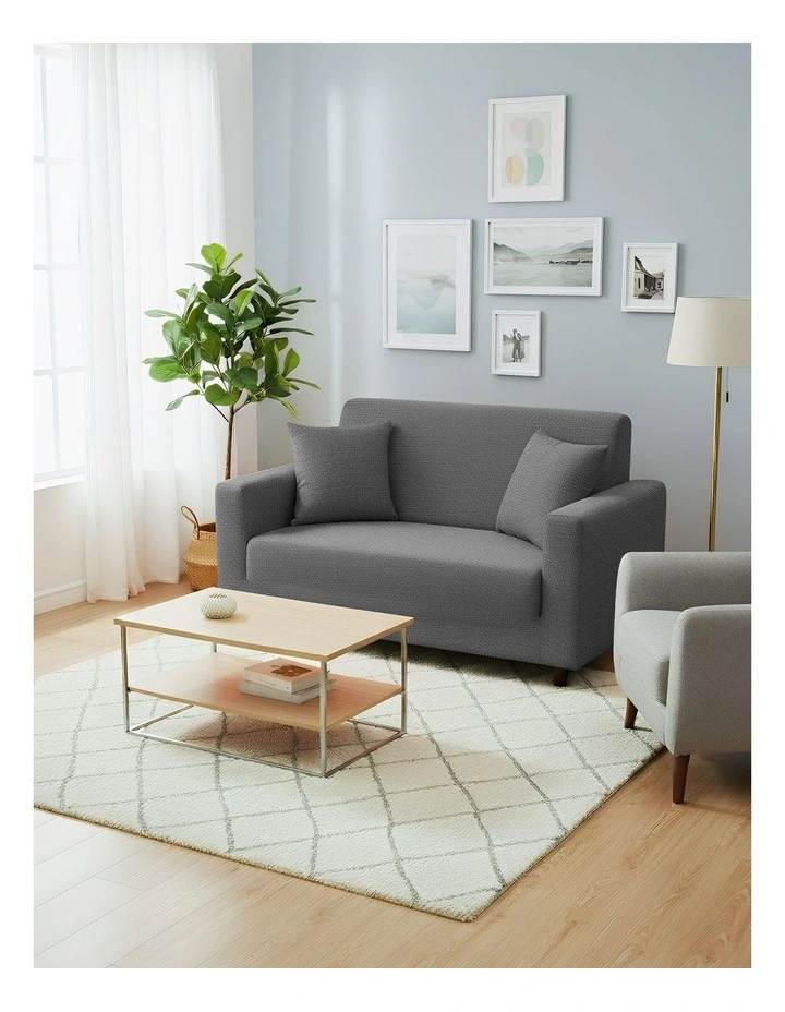 2 Seater Sofa Cover Plain in Grey image 4