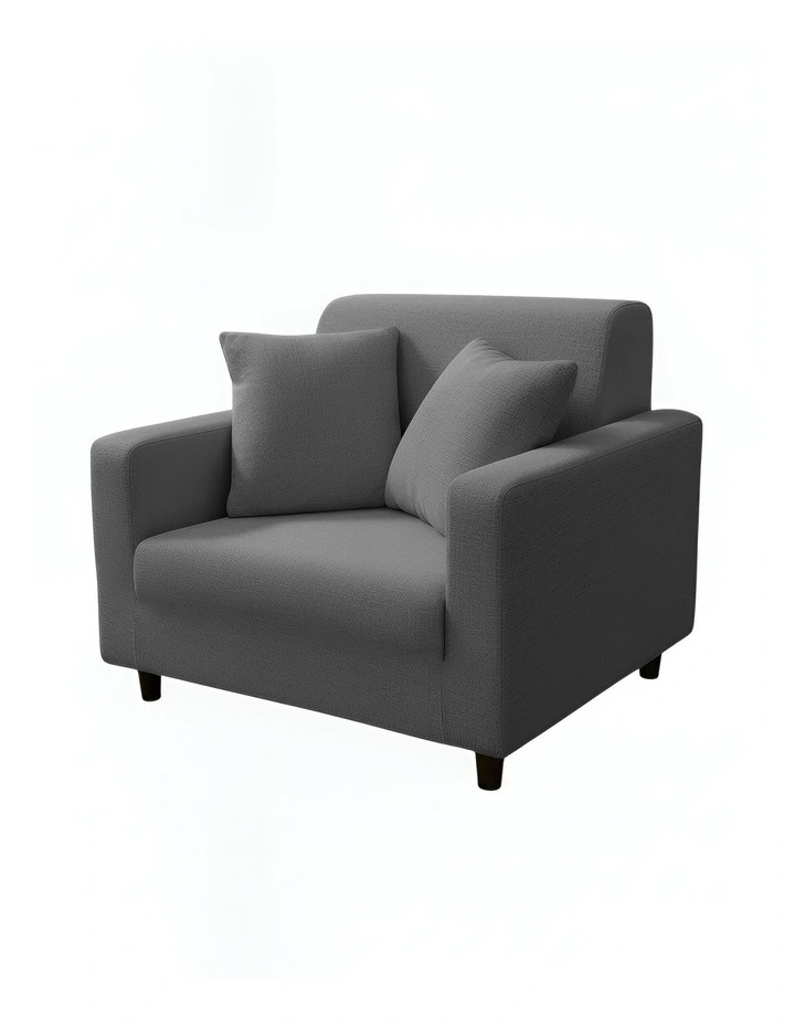 1 Seater Sofa Cover Plain in Grey image 1