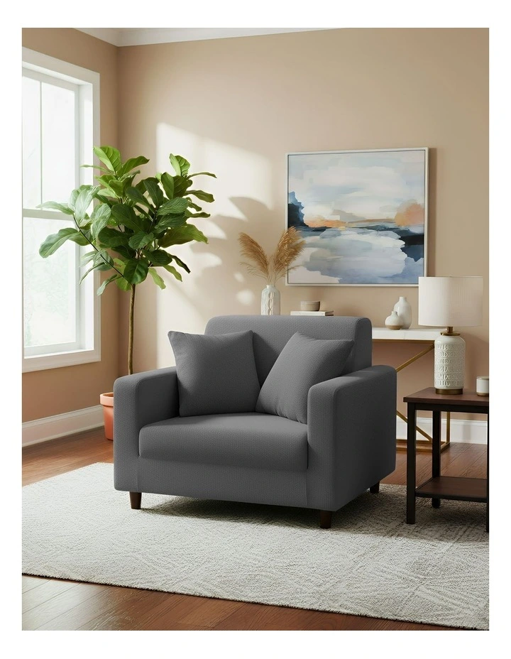 1 Seater Sofa Cover Plain in Grey image 2
