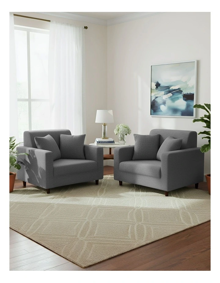 1 Seater Sofa Cover Plain in Grey image 4