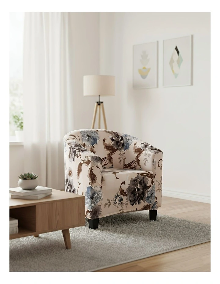 Floral Print Dust Proof Sofa Cover in Beige image 3