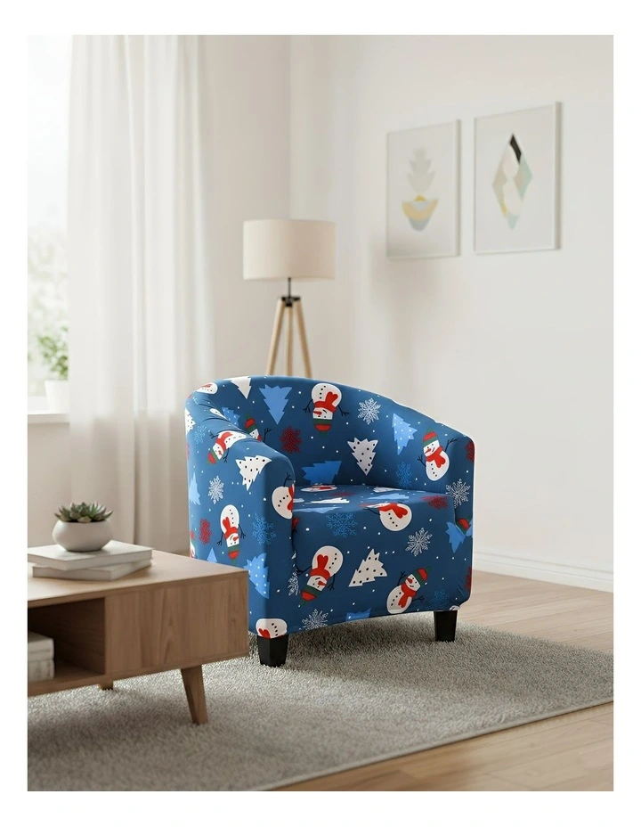 Christmas Design Dust Proof Sofa Cover in Blue image 2