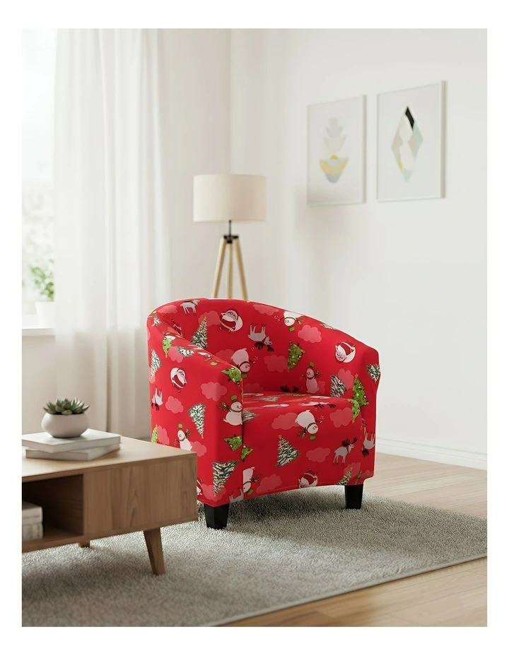 Christmas Design Dust Proof Sofa Cover in Red image 2
