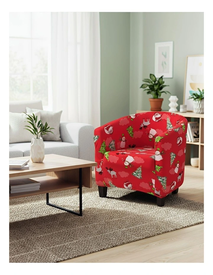 Christmas Design Dust Proof Sofa Cover in Red image 3