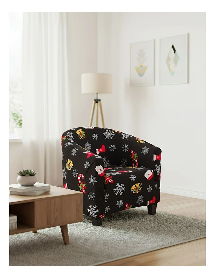 Christmas Design Dust Proof Sofa Cover in Black image 2