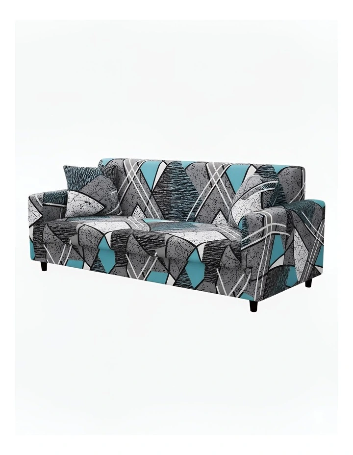 Anyseat Sofa Cover Dark Grey Geometric Style 3 Seater image 1