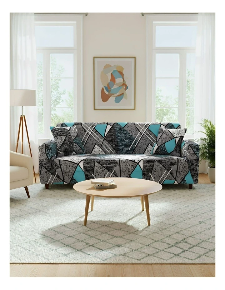 Anyseat Sofa Cover Dark Grey Geometric Style 3 Seater image 2