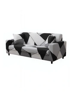 Geometric Style Sofa Cover 3 Seater in Black