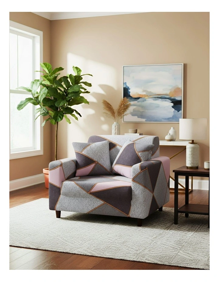 Geometric Style Sofa Cover 1 Seater in Multi image 2
