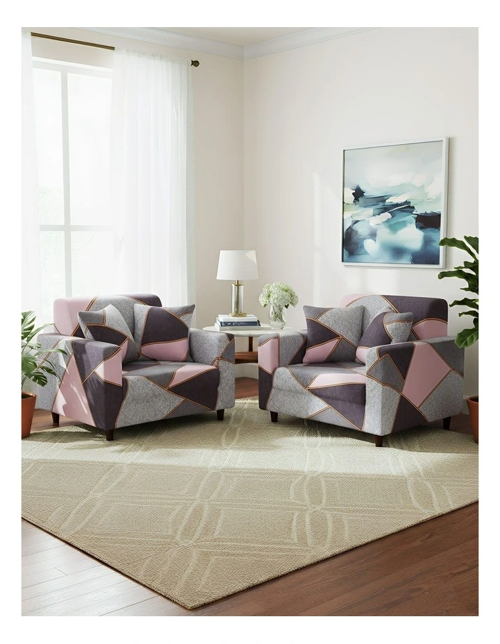 Geometric Style Sofa Cover 1 Seater in Multi image 4