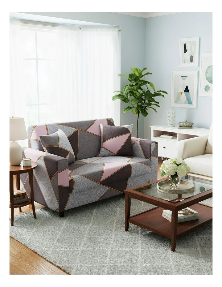 Geometric Style Sofa Cover 2 Seater in Multi image 3
