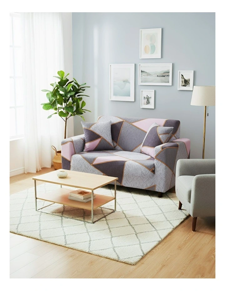 Geometric Style Sofa Cover 2 Seater in Multi image 4