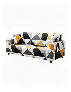 Geometric Style Sofa Cover 3 Seater in Yellow