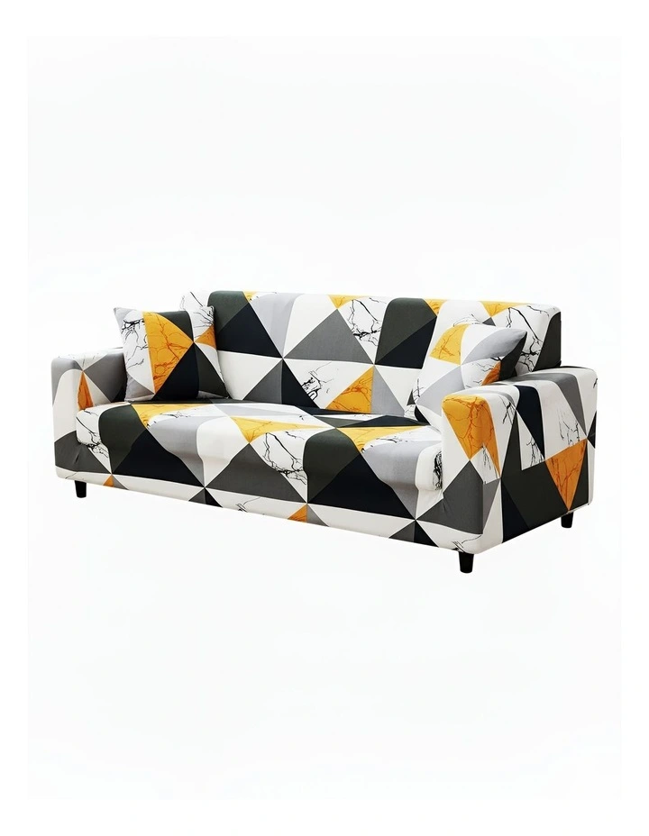 Geometric Style Sofa Cover 3 Seater in Yellow image 1