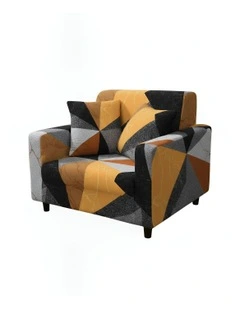 Geometric Style Sofa Cover 1 Seater in Yellow