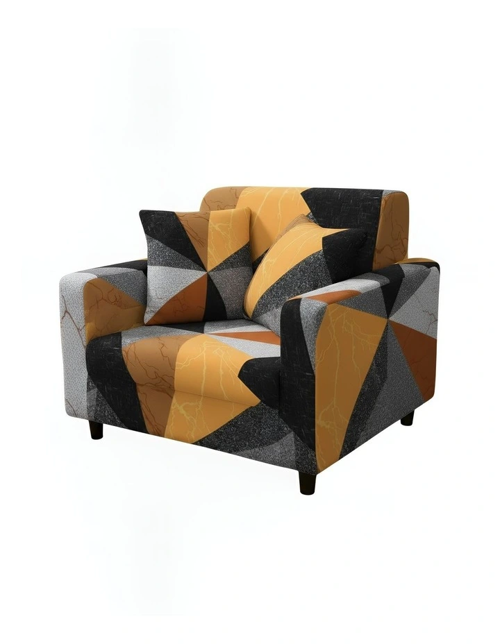 Geometric Style Sofa Cover 1 Seater in Yellow image 1