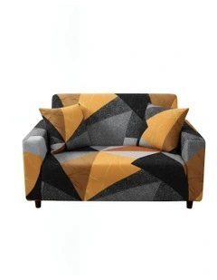Geometric Style Sofa Cover 2 Seater in Yellow