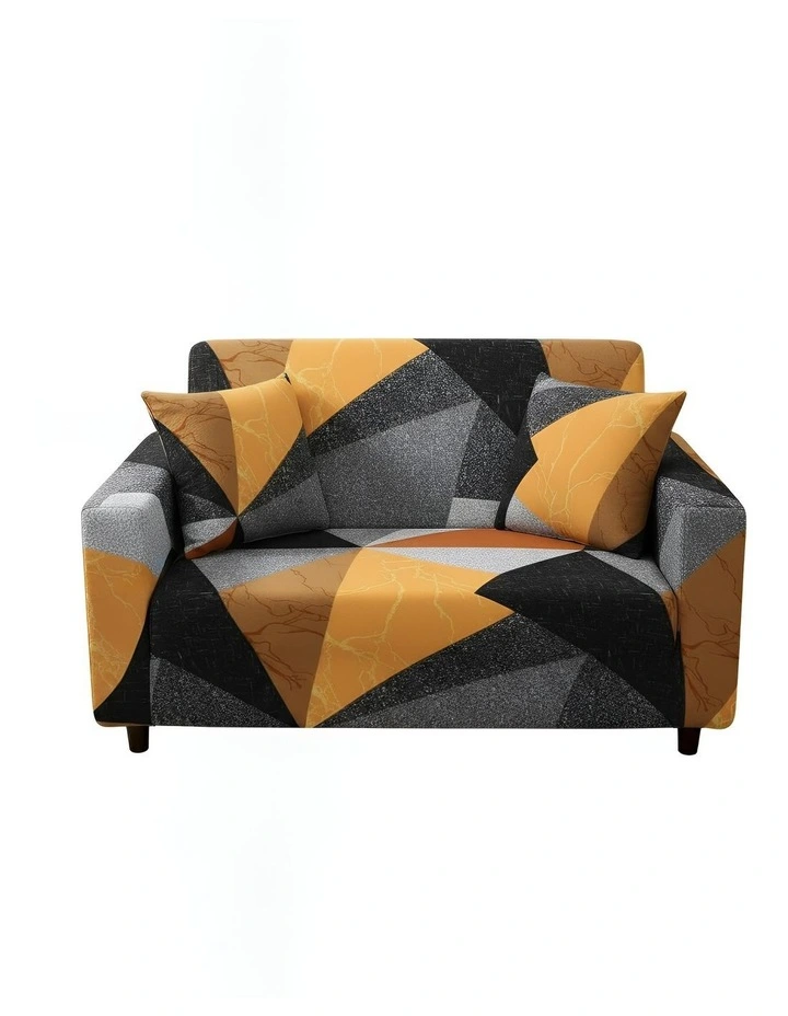 Geometric Style Sofa Cover 2 Seater in Yellow image 1