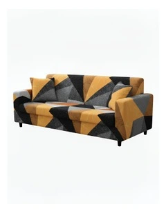 Geometric Style Sofa Cover 3 Seater in Yellow