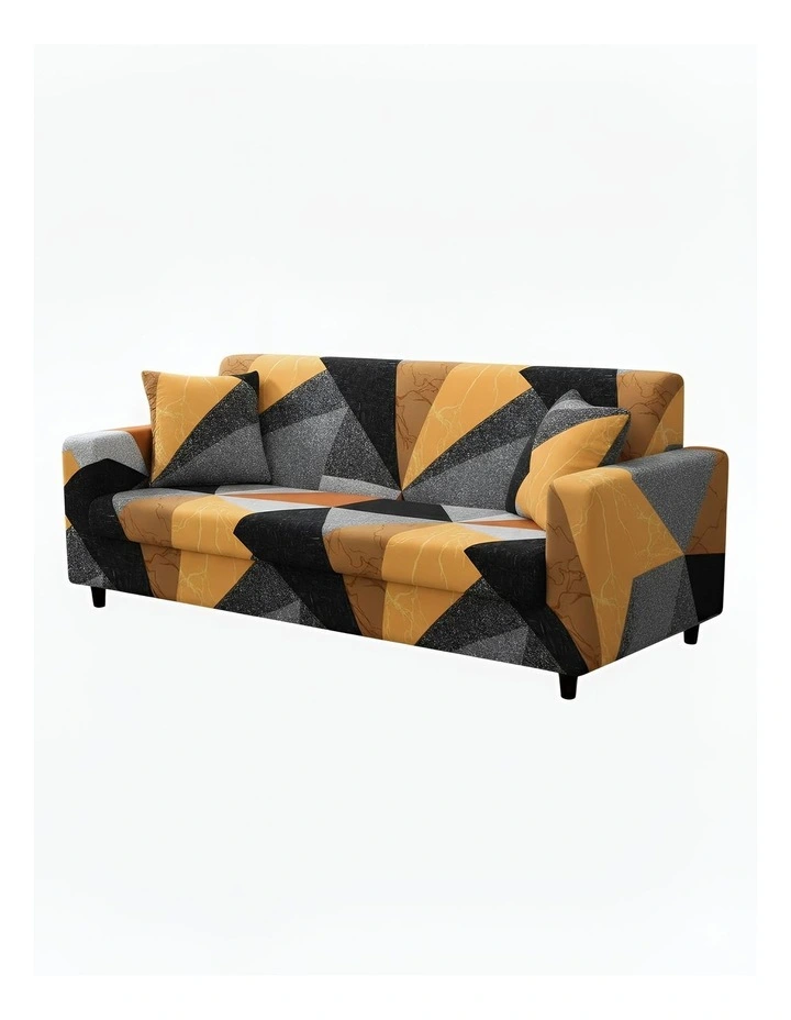 Geometric Style Sofa Cover 3 Seater in Yellow image 1