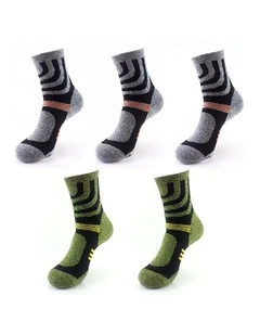 Cotton Compression Trekking Socks 5 Pairs in Multi
