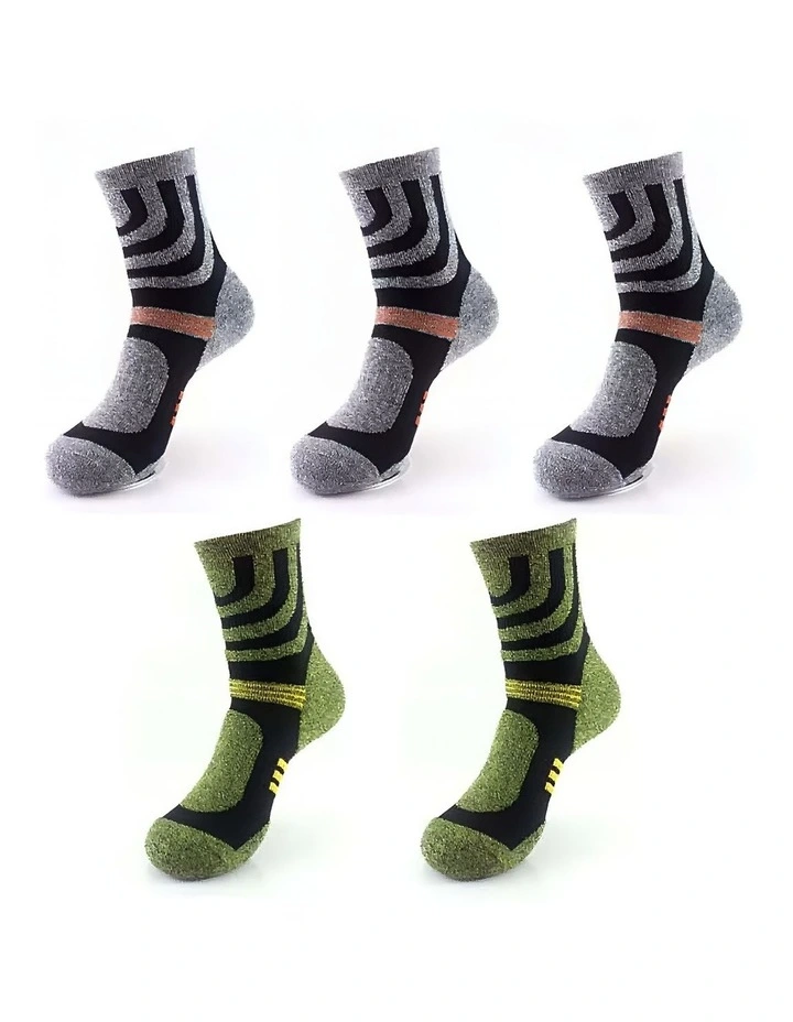 Cotton Compression Trekking Socks 5 Pairs in Multi image 1