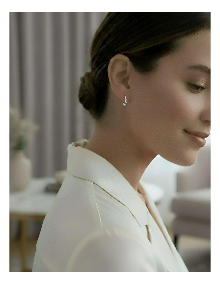 Minimalist Glossy Earrings in Silver image 2